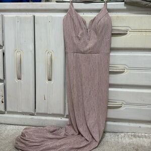 pink floor length prom dress